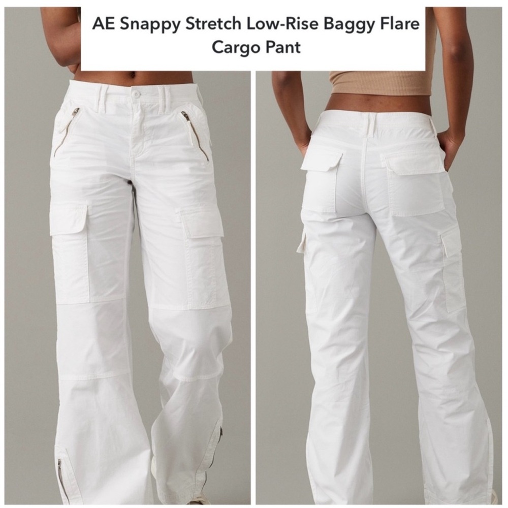 ae snappy stretch low-rise baggy flare cargo pant